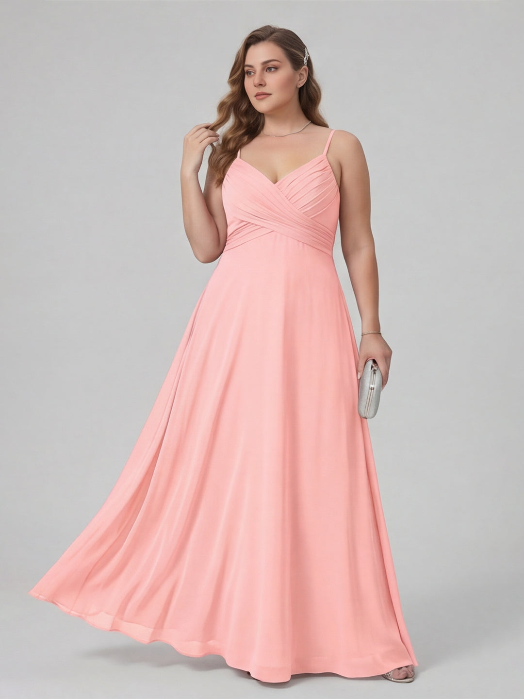 Coquette Petal Chiffon A-Line Sweetheart Backless Ankle-Length Plus Size Bridesmaid Dress