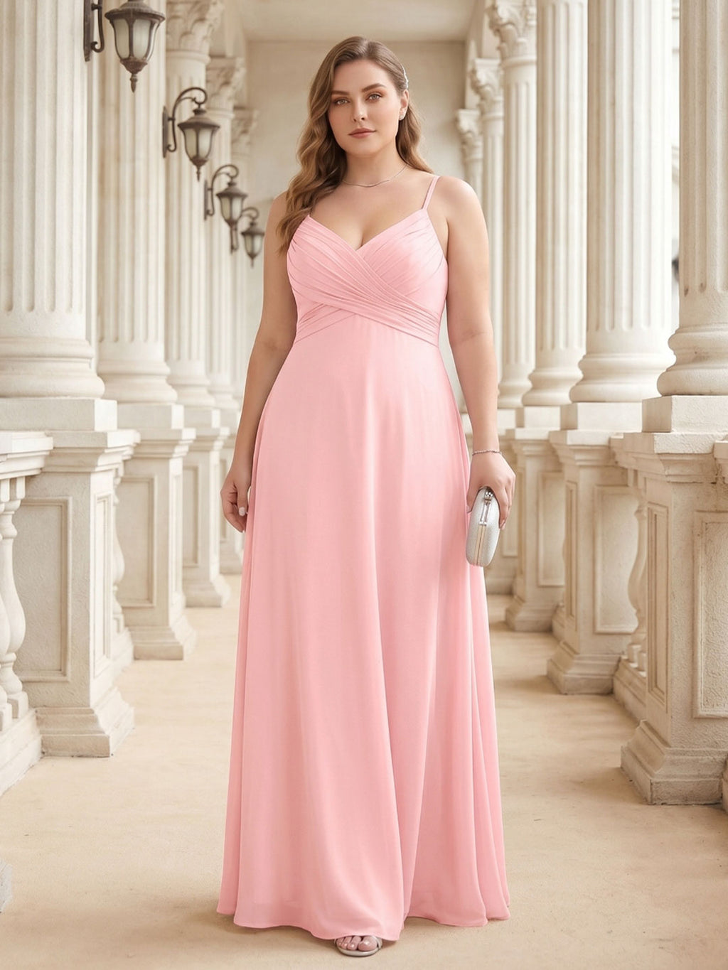 Coquette Petal Chiffon A-Line Sweetheart Backless Ankle-Length Plus Size Bridesmaid Dress