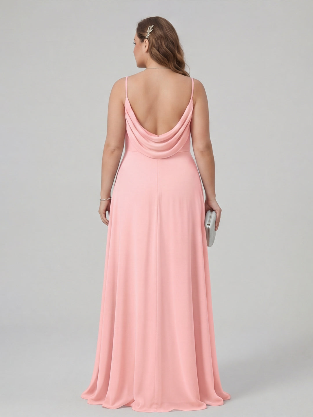 Coquette Petal Chiffon A-Line Sweetheart Backless Ankle-Length Plus Size Bridesmaid Dress
