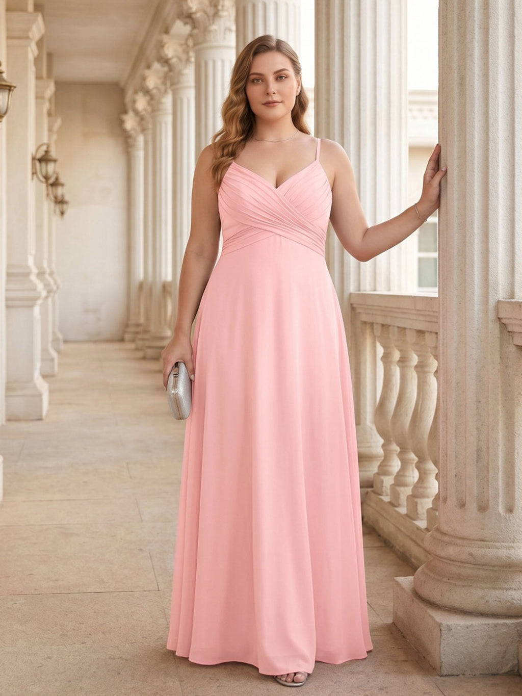 Coquette Petal Chiffon A-Line Sweetheart Backless Ankle-Length Plus Size Bridesmaid Dress