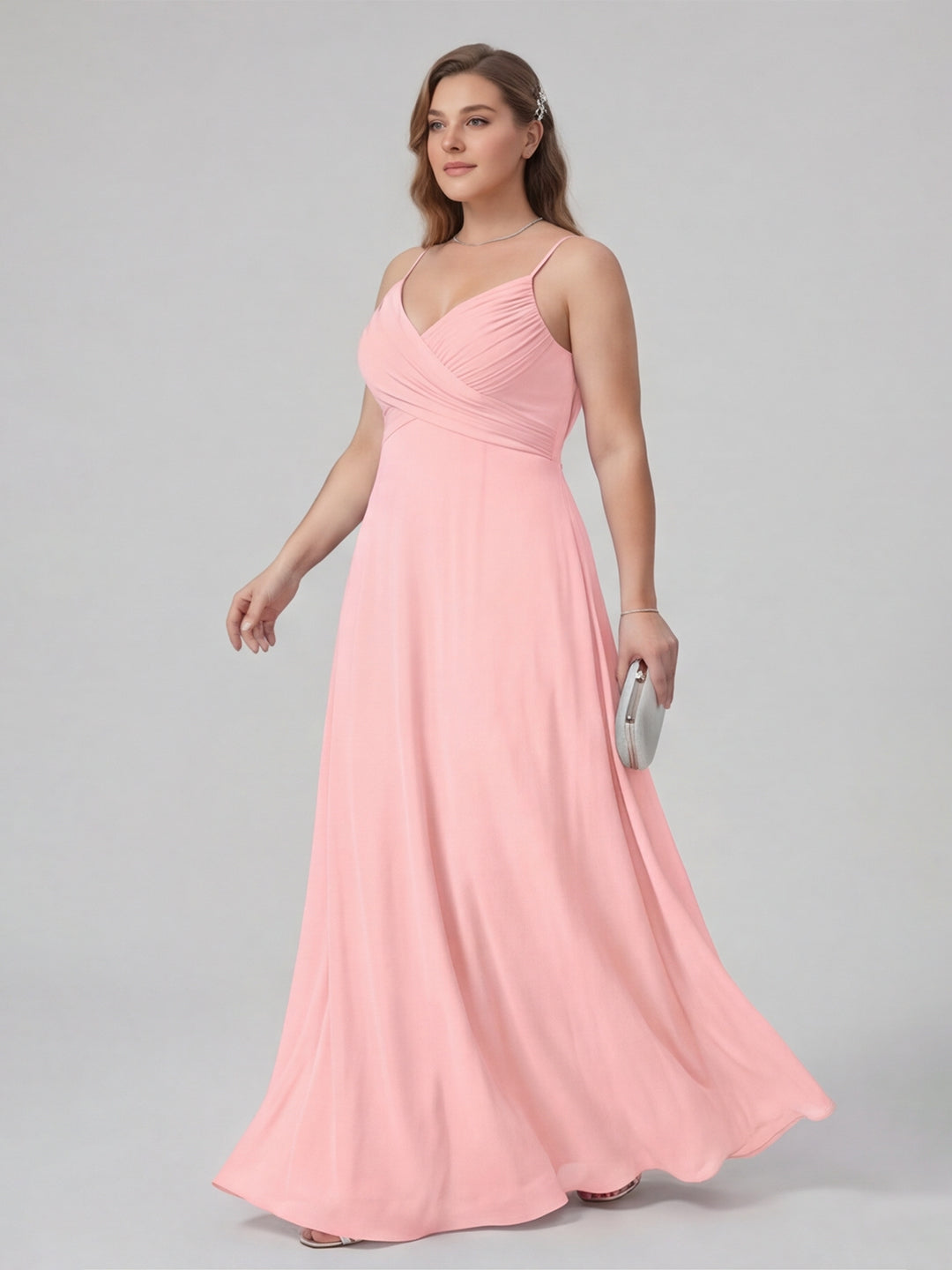 Coquette Petal Chiffon A-Line Sweetheart Backless Ankle-Length Plus Size Bridesmaid Dress