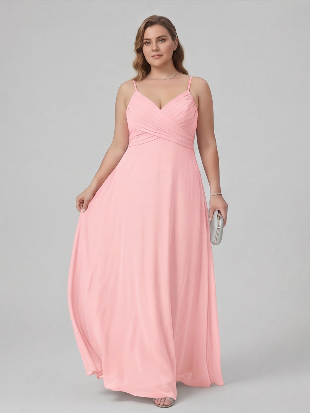 Coquette Petal Chiffon A-Line Sweetheart Backless Ankle-Length Plus Size Bridesmaid Dress