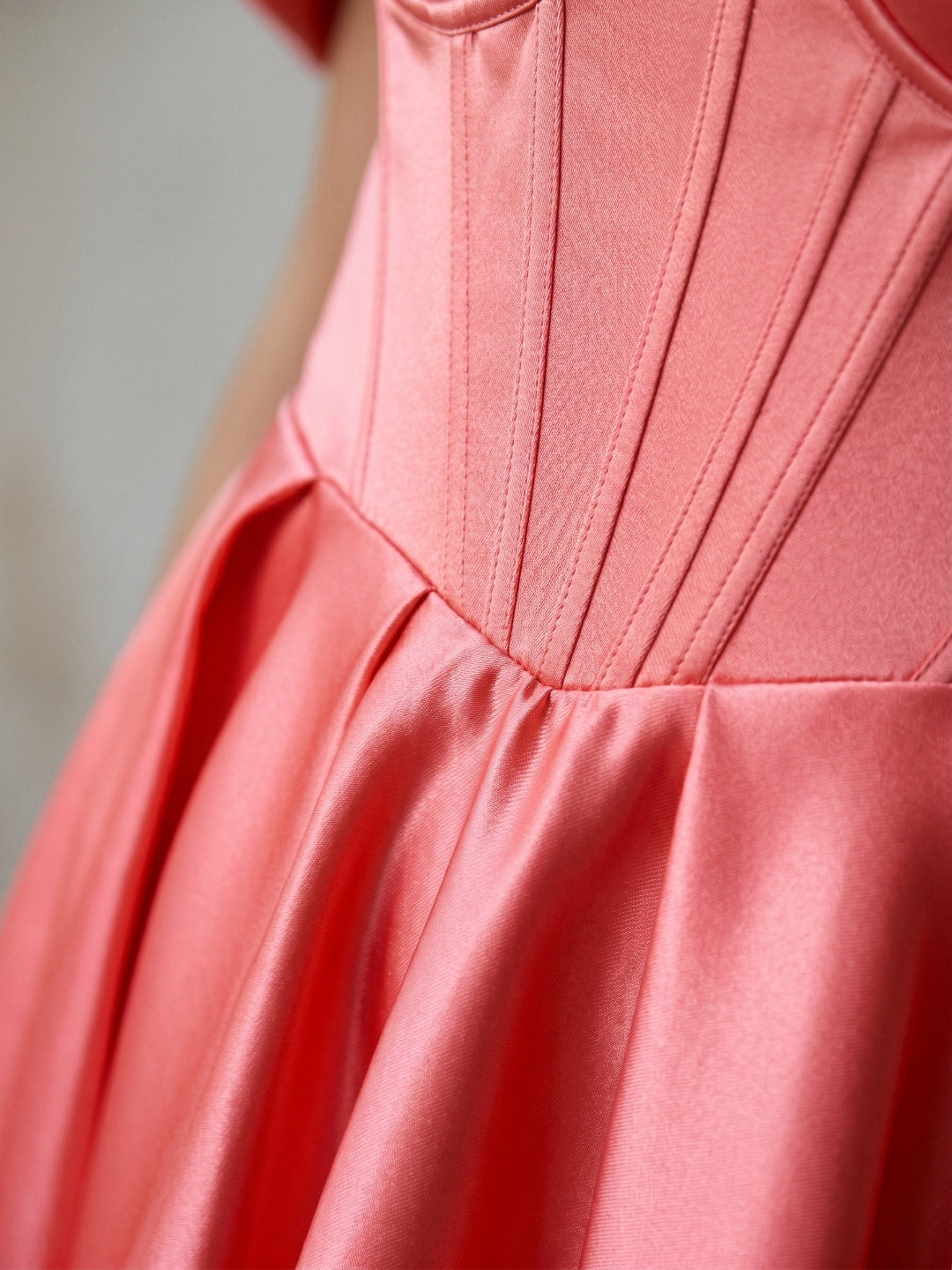 Coral Satin A-Line Off-the-Shoulder Short Homecoming Dress with Bow