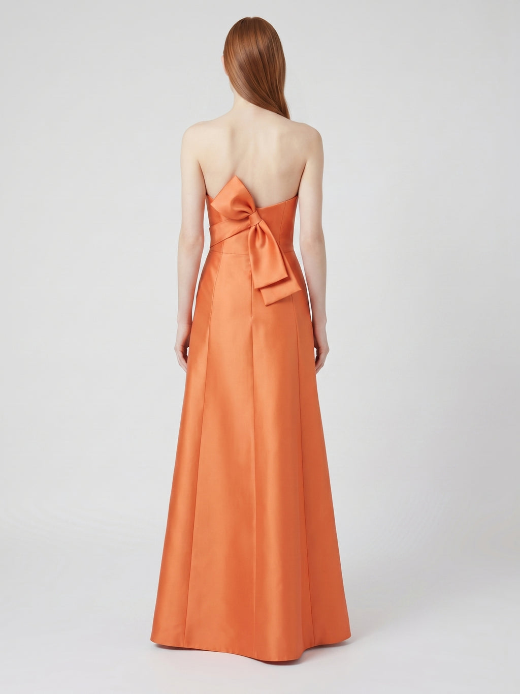 Crisp Orange Satin A-Line Sweetheart Backless Floor-Length Bridesmaid Dress with Pockets