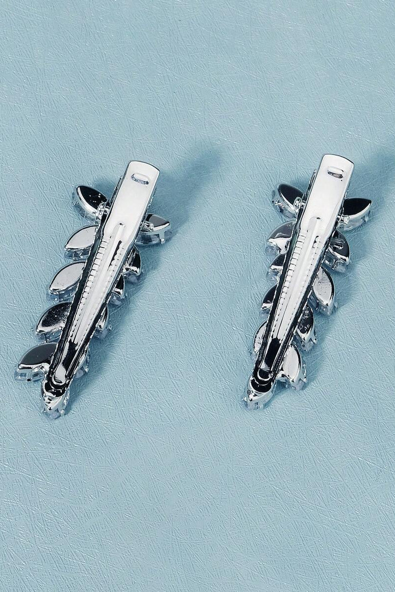2 Pack Crystal Flower Vine Hair Clips Silver Rhinestone Side Hair Barrettes