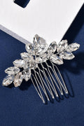 Crystal Leaf Rhinestone Bridal Hair Comb Silver Wedding Side Hair Comb