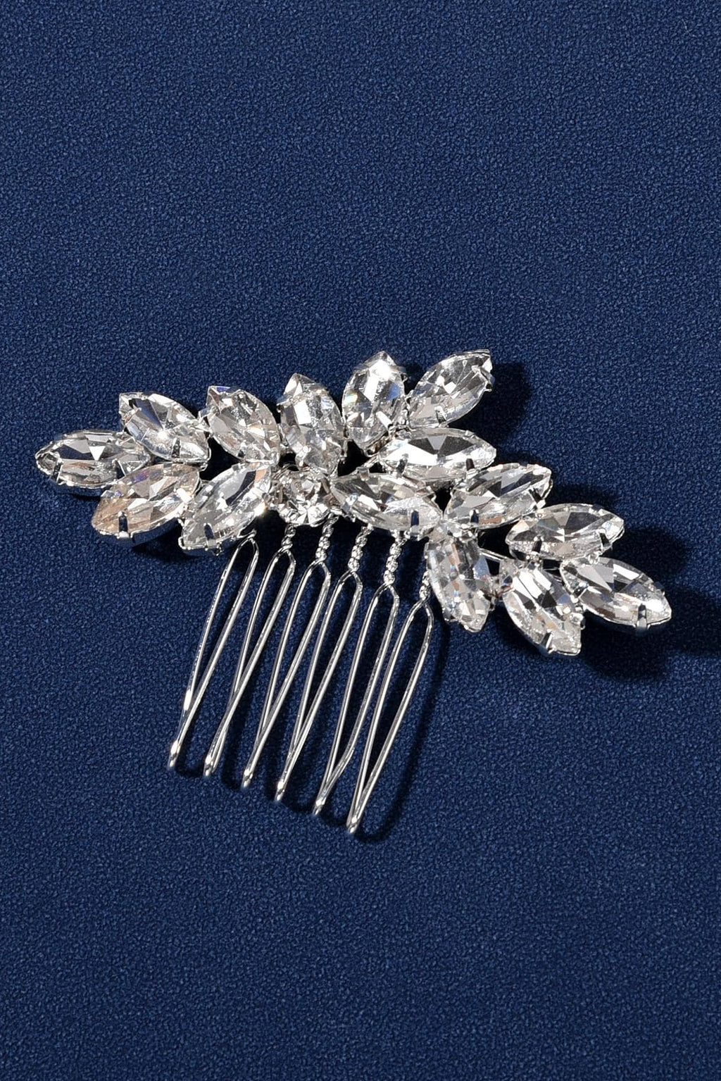 Crystal Leaf Rhinestone Bridal Hair Comb Silver Wedding Side Hair Comb
