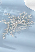 Crystal Leaf Vine Bridal Hair Comb Silver Rhinestone Wedding Side Hair Comb