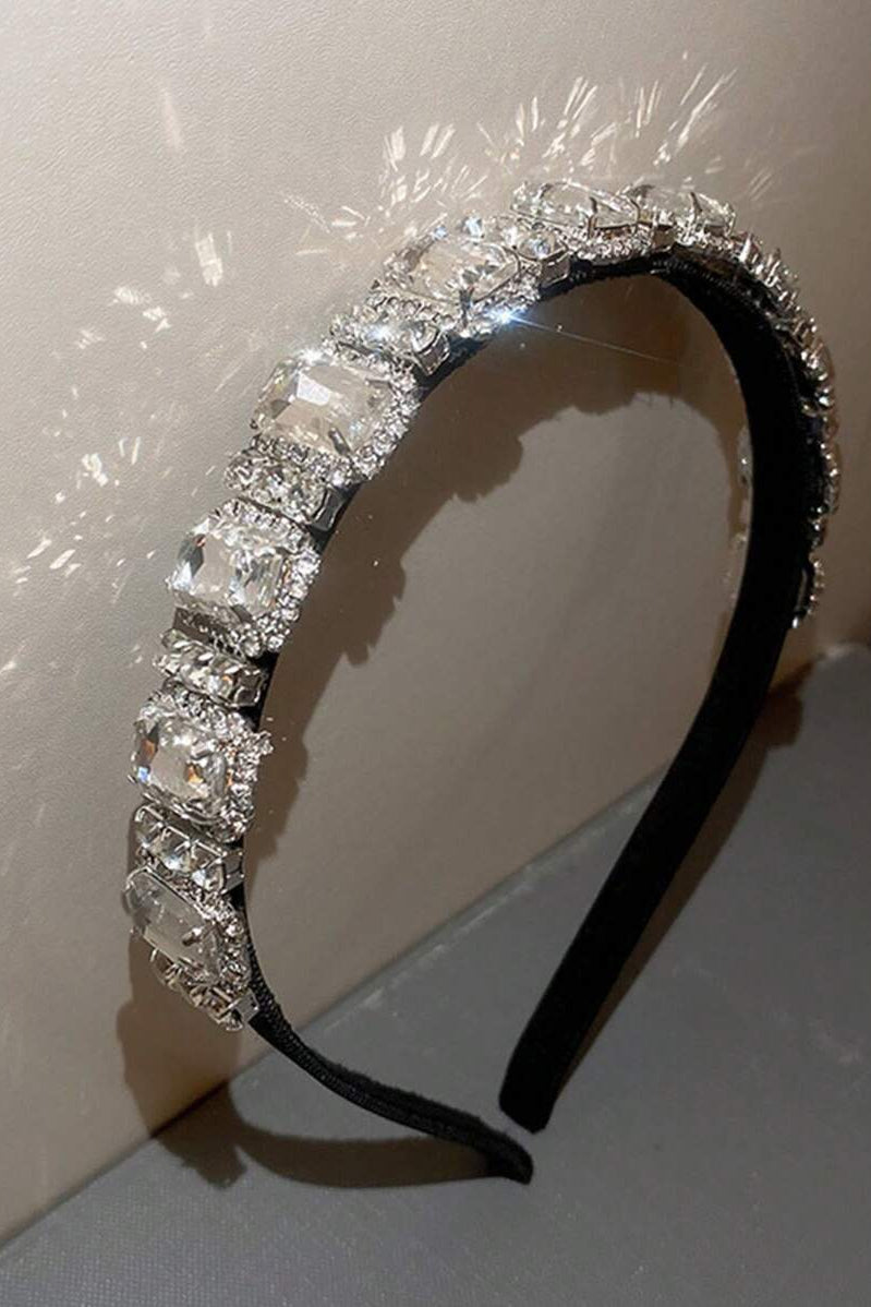 Silver Crystal Rhinestone Headband Luxury Sparkly Bridal Party Hair Band