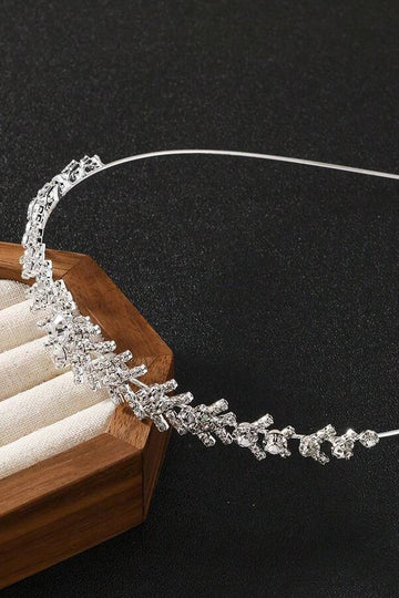 Silver Baguette Rhinestone Thin Headband Geometric Crystal Bridal Wedding Headband