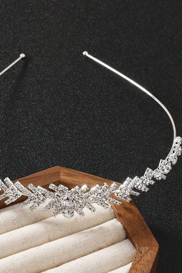 Silver Baguette Rhinestone Thin Headband Geometric Crystal Bridal Wedding Headband