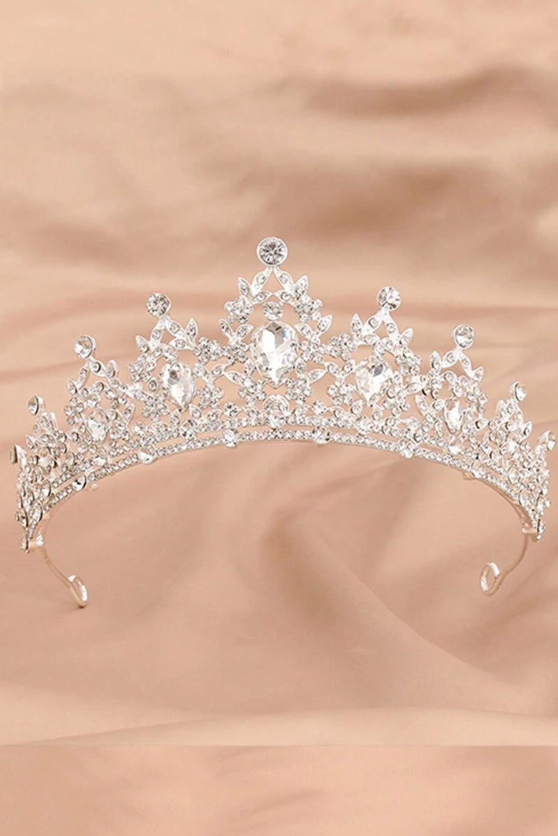 Silver Crystal Bridal Tiara Sparkly Rhinestone Princess Wedding Crown