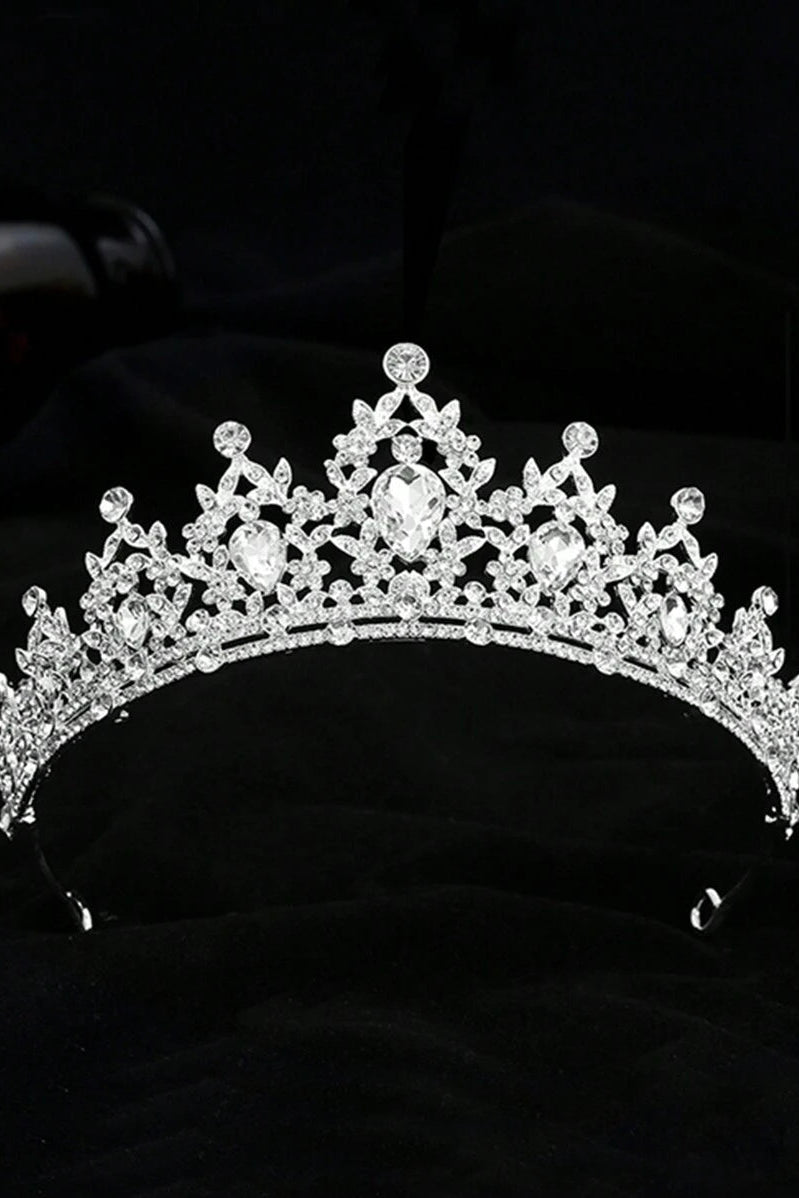 Silver Crystal Bridal Tiara Sparkly Rhinestone Princess Wedding Crown
