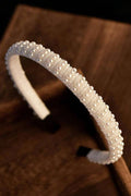 White Multi-Row Pearl Padded Headband Beaded Bridal Wedding Hair Band