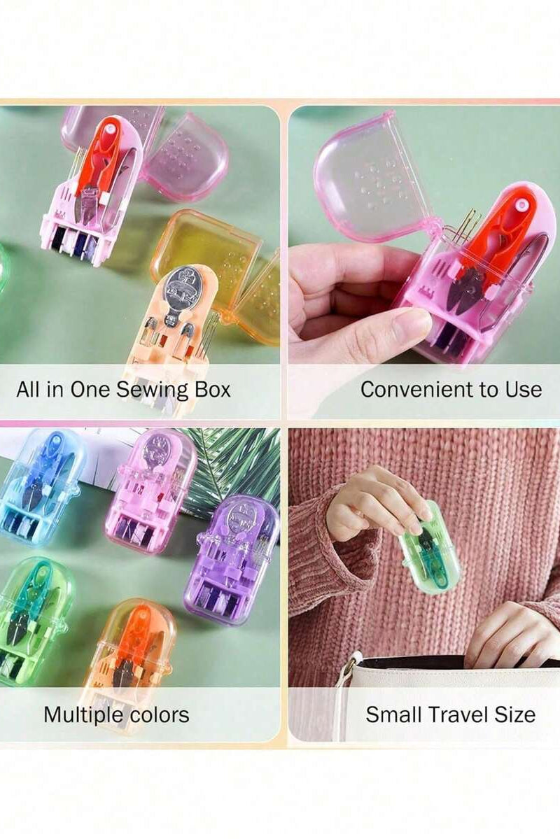 Mini Transparent Plastic Portable Sewing Kit Box