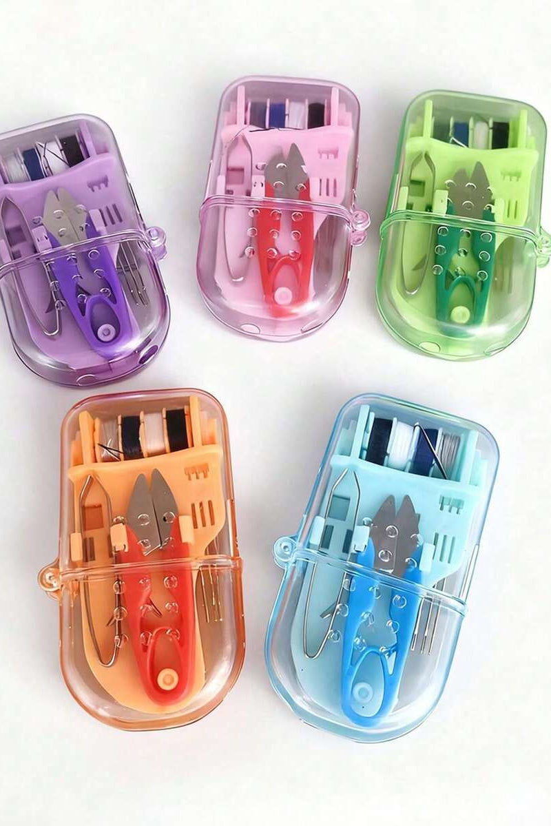 Mini Transparent Plastic Portable Sewing Kit Box