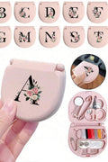 Floral Initial Letter Portable Mini Sewing Kit Box