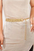 Shimmer Gold Braided Waist Belt Adjustable Woven Waist Chain Women Fashion Belt