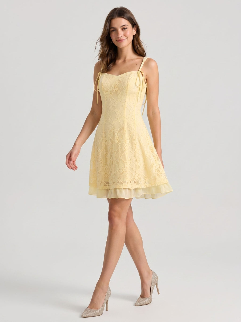 Daffodil Lace A-Line Sweetheart Short Birthday Dress