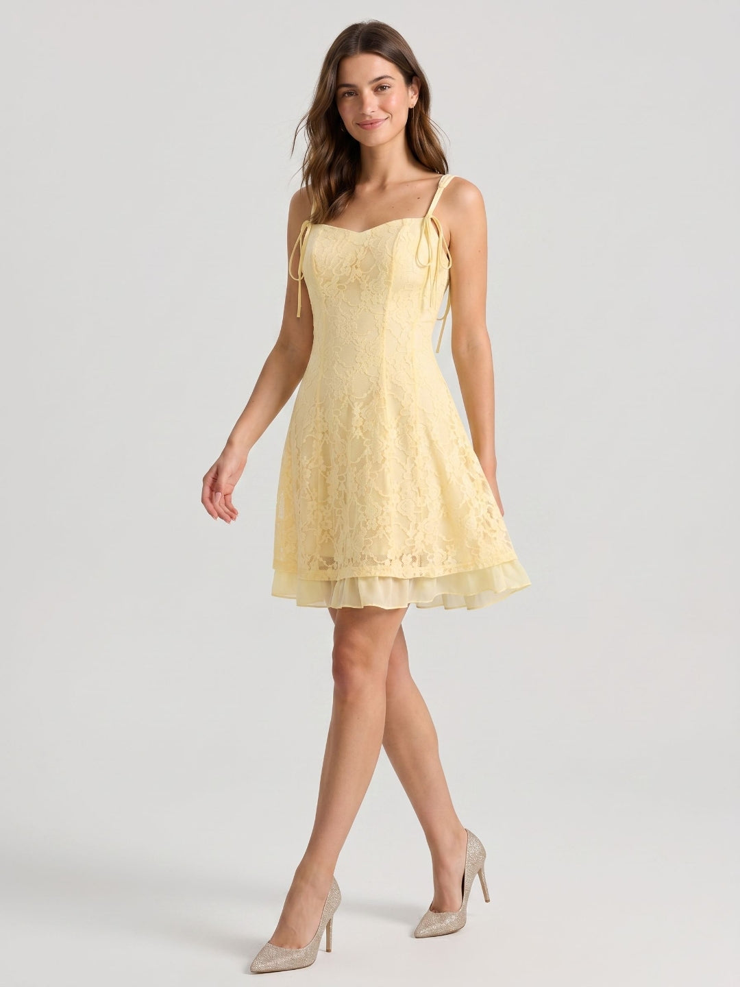Daffodil Lace A-Line Sweetheart Short Birthday Dress