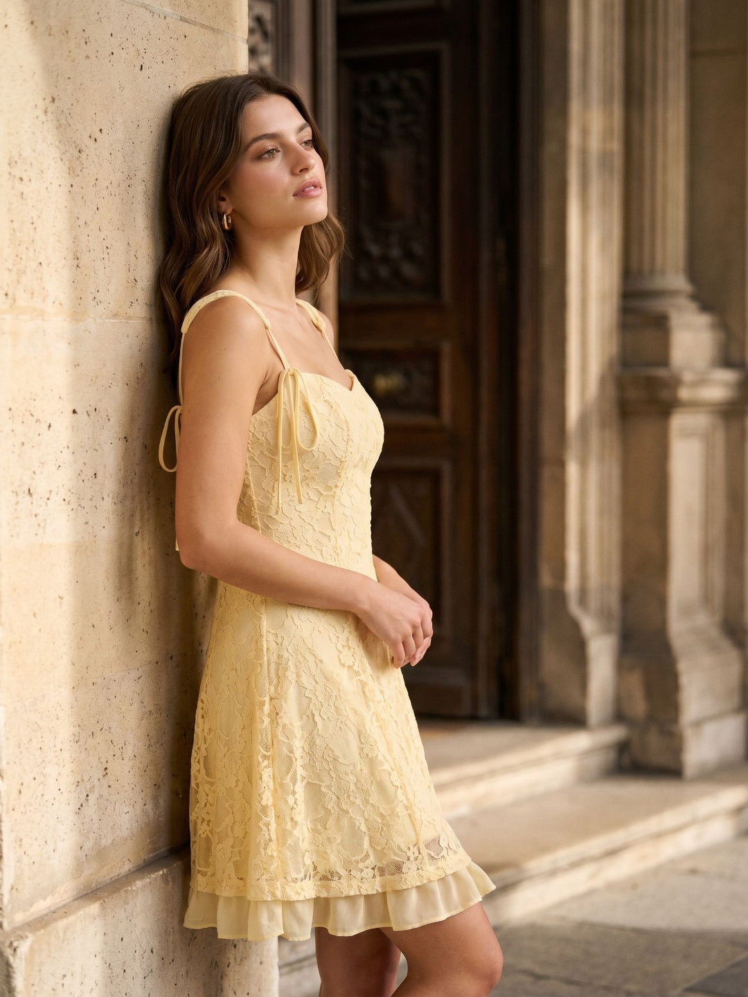 Daffodil Lace A-Line Sweetheart Short Birthday Dress