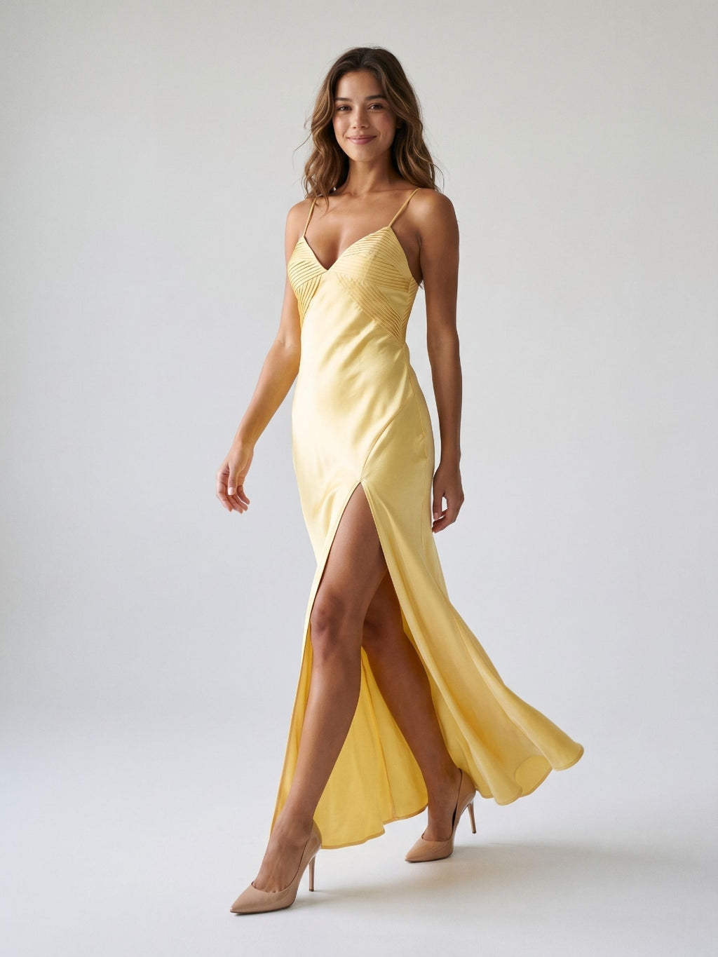 Daffodil Satin Sheath Sweetheart Back Zip Floor-Length Evening Dress