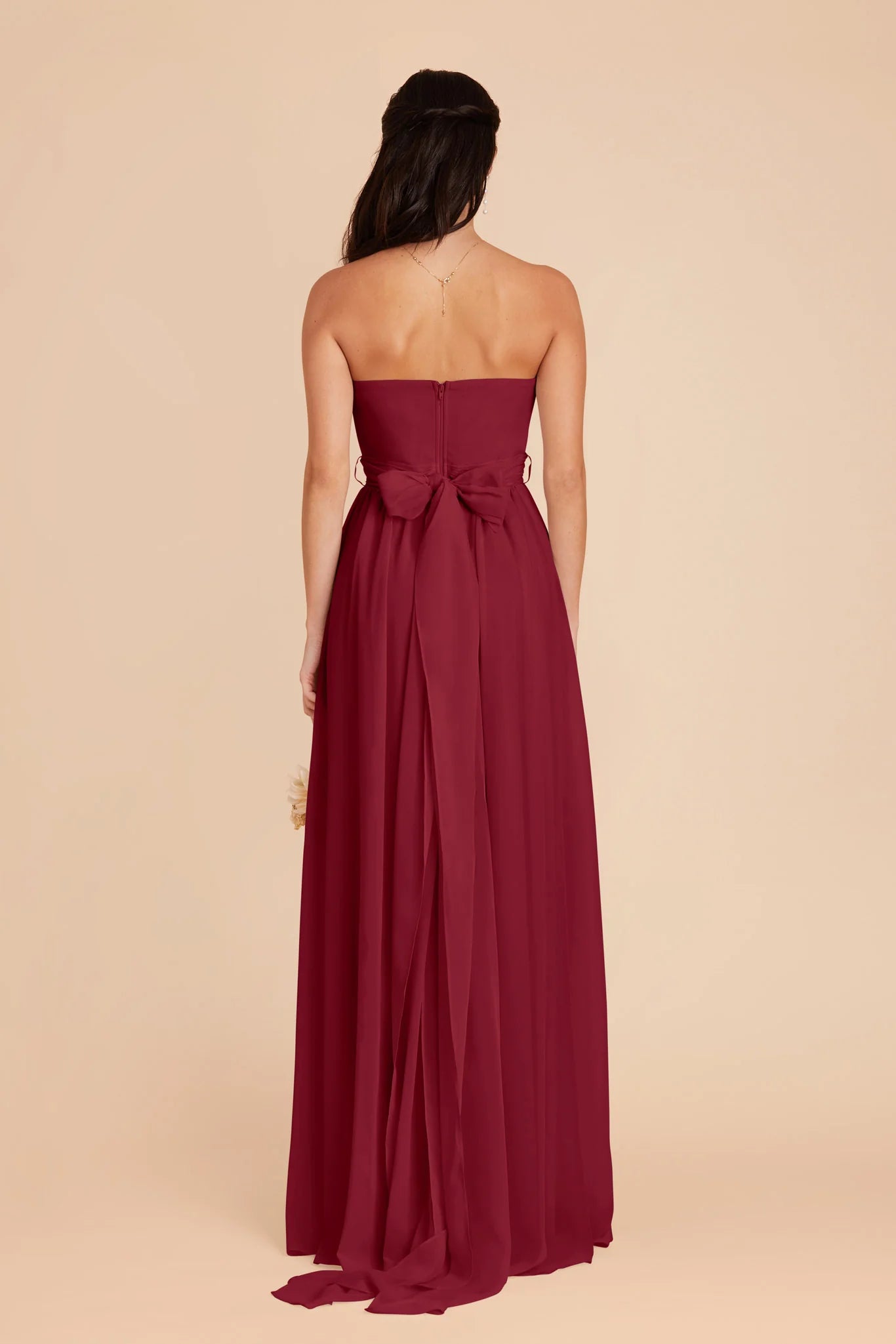 Elegant A-Line Chiffon Off the Shoulder Sleeveless Bow Back Floor Length Bridesmaid Dress