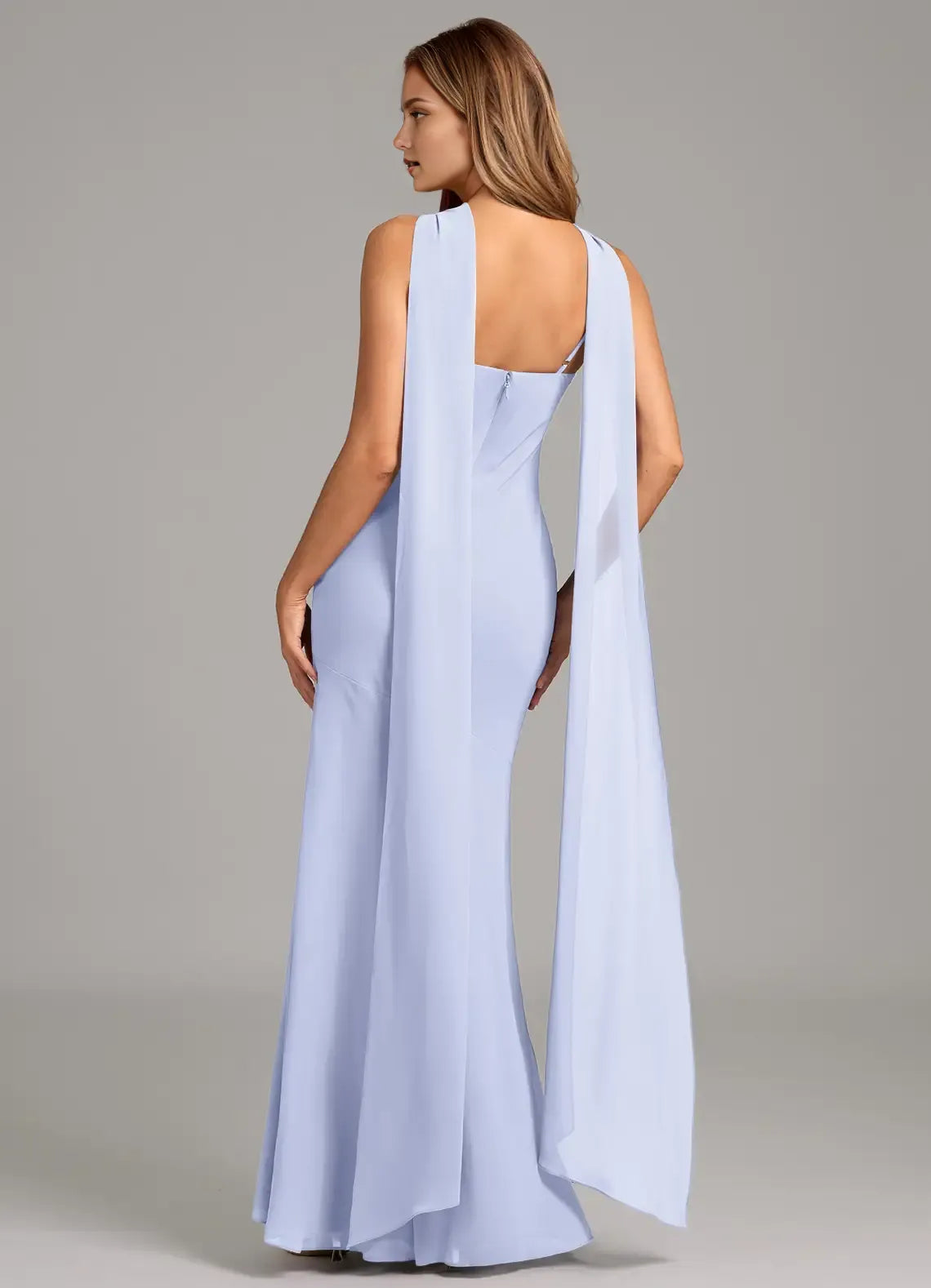 Elegant Mermaid Halter Neck Sleeveless Open Back Floor Length Bridesmaid Dress