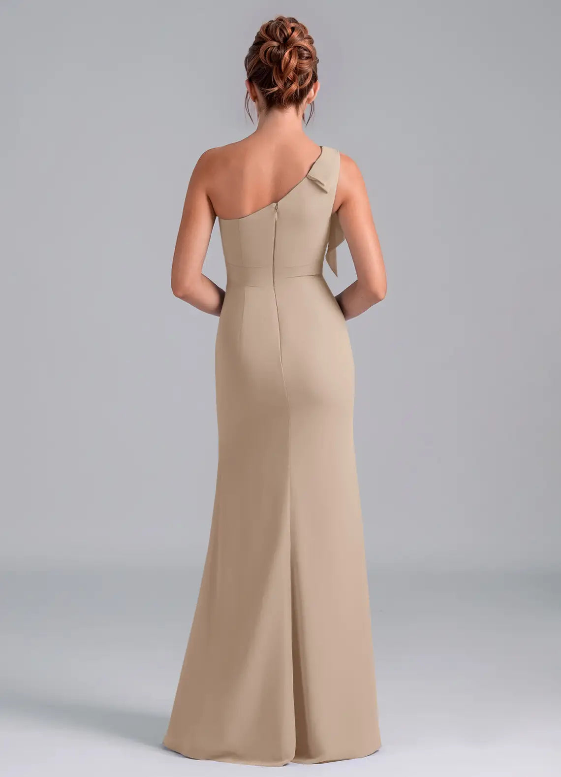 Elegant Sheath One Shoulder Sleeveless Zipper Back Floor Length Bridesmaid Dress