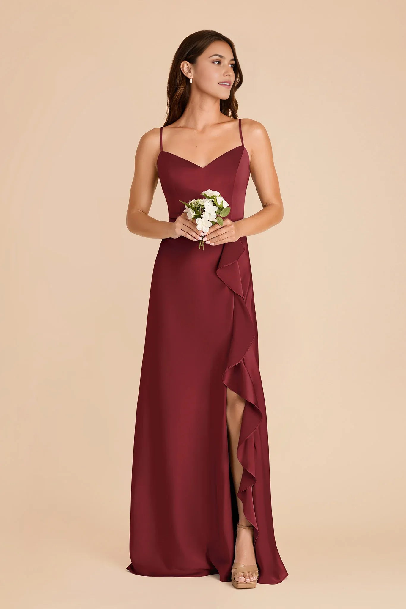Elegant Sheath Satin Sweetheart Spaghetti Strap Zipper Back Floor Length Bridesmaid Dress