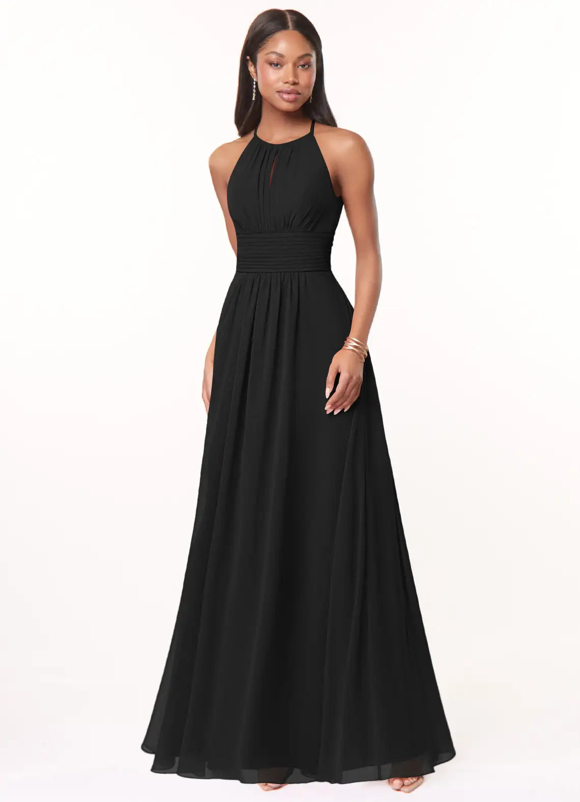 Elegant-chiffon-a-line-halter-neck-sleeveless-keyhole-back-floor-length-bridesmaid-dress-with-ruched-waist