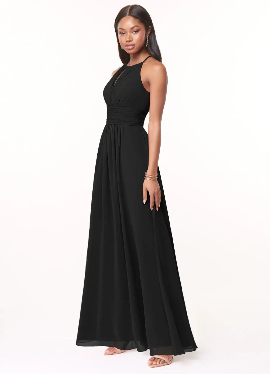 Elegant-chiffon-a-line-halter-neck-sleeveless-keyhole-back-floor-length-bridesmaid-dress-with-ruched-waist
