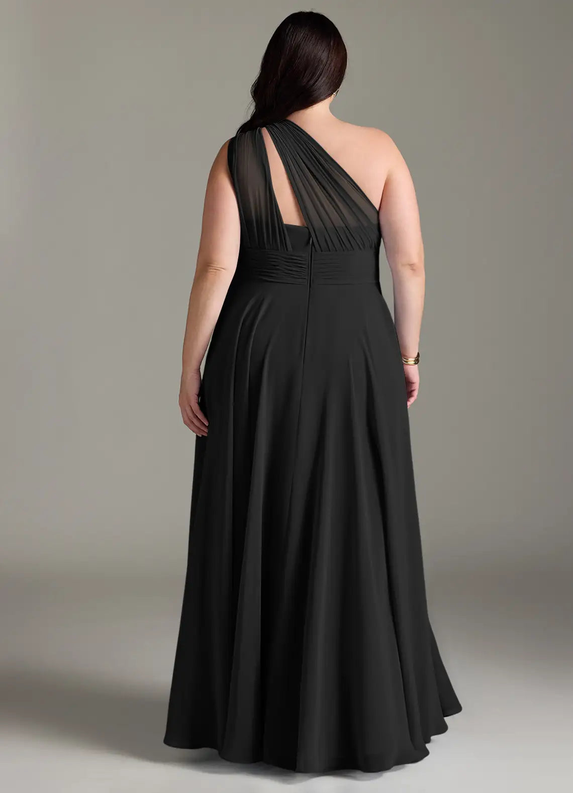 Timeless Bridesmaid Dress with One-Shoulder Neckline, Ruched Bodice and Flowing Chiffon Skirt