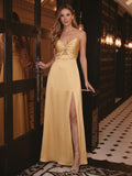 Elegant Gold Satin A-Line Sweetheart Backless Ankle-Length Bridesmaid Dress