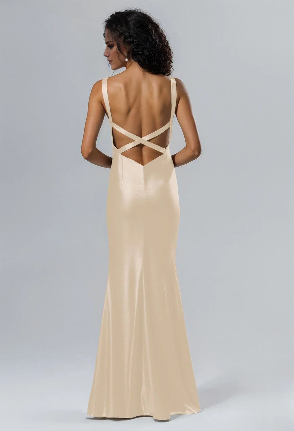 Elegant Mermaid V-Neck Sleeveless Back Zipper  Floor Length Bridesmaid Dresses