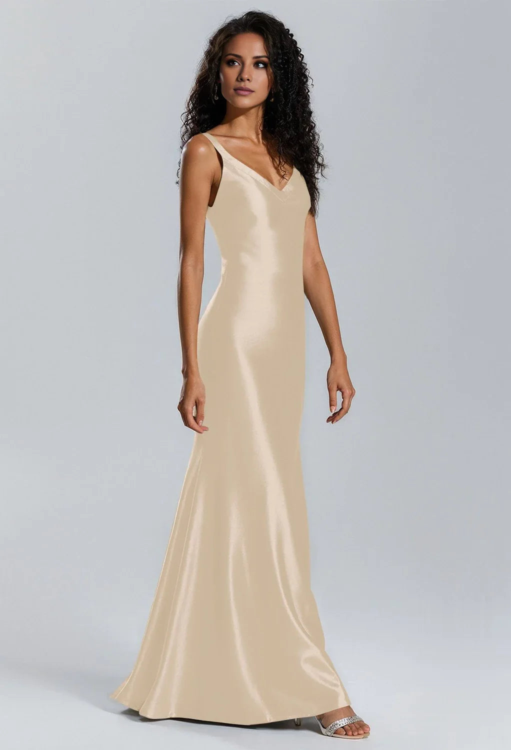 Elegant Mermaid V-Neck Sleeveless Back Zipper  Floor Length Bridesmaid Dresses