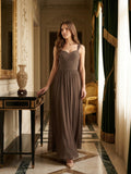Espresso Chiffon A-Line Sweetheart Backless Floor-Length Pleated Bridesmaid Dress