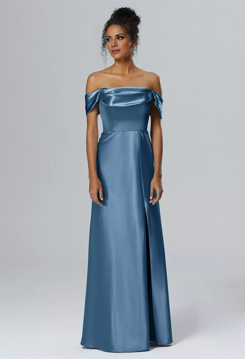 Fashion Mermaid One Shoulder Neck Sleeveless Side Slit Back Zip Floor Length Bridesmaid Dresses