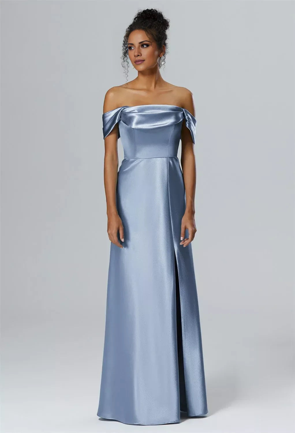 Fashion Mermaid One Shoulder Neck Sleeveless Side Slit Back Zip Floor Length Bridesmaid Dresses