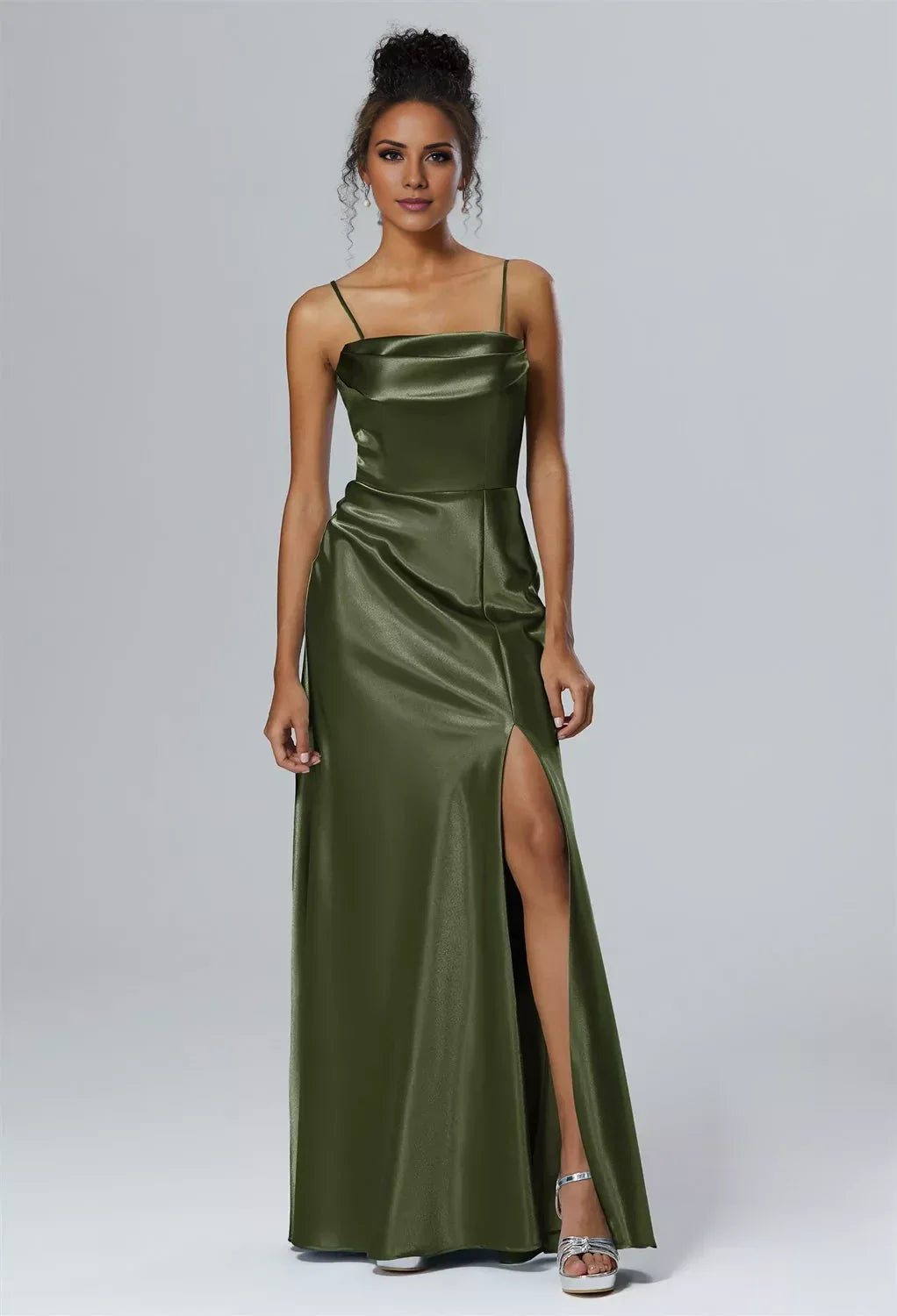 Fashion Mermaid One Shoulder Neck Sleeveless Side Slit Back Zip Floor Length Bridesmaid Dresses