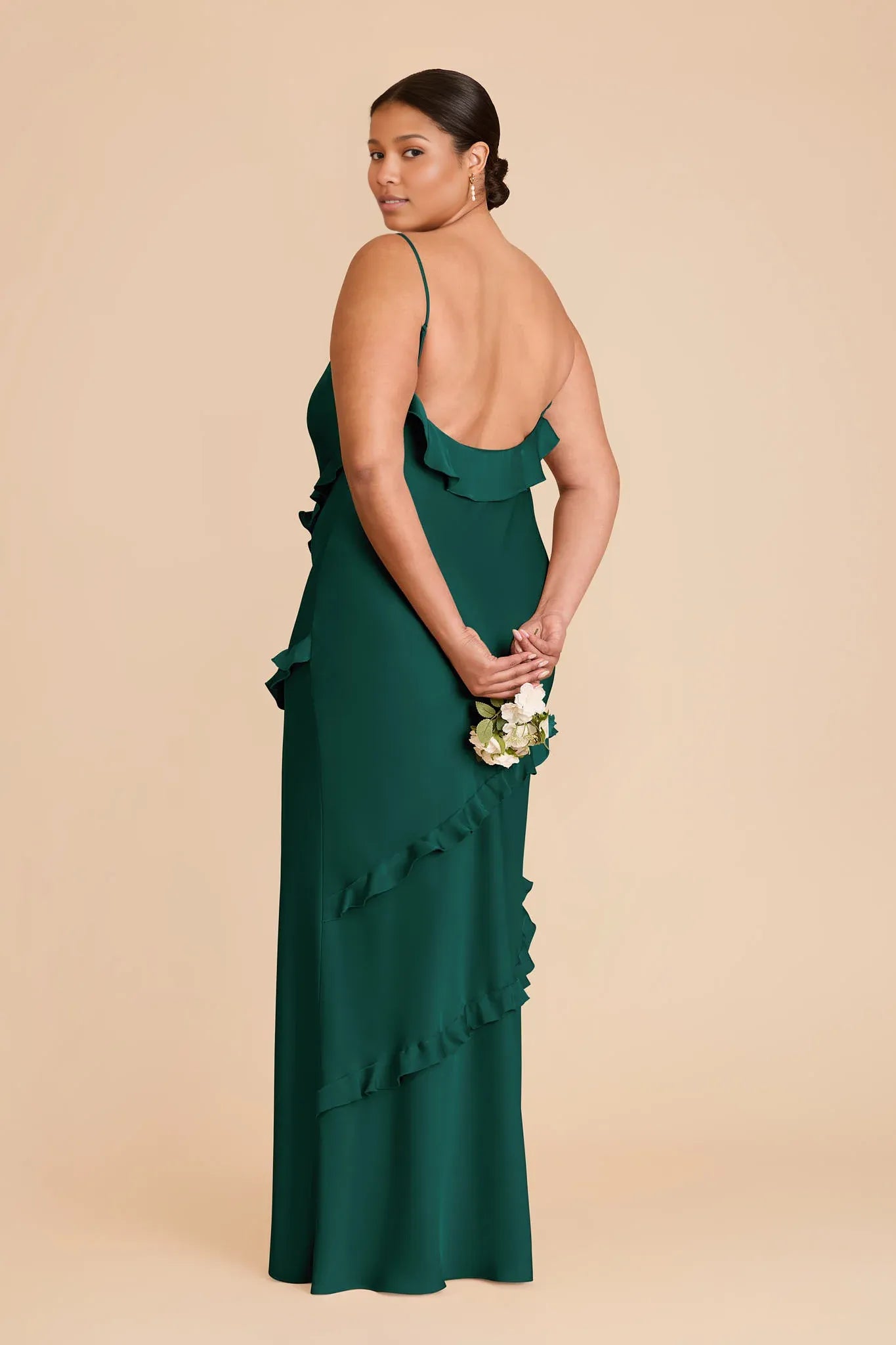 Fashion Sheath/Column Spaghetti Straps Sleeveless Satin Slit Maxi Bridesmaid Dress