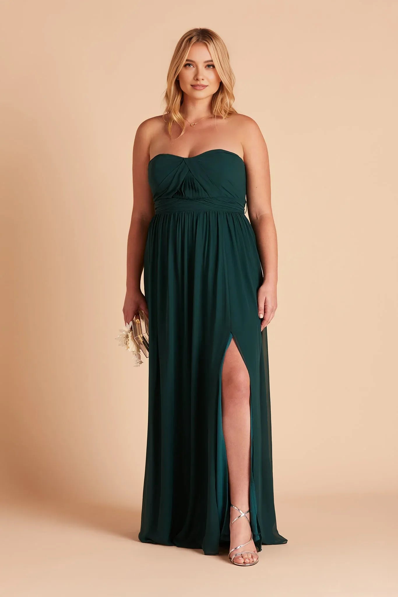 Flowy A-Line Sweetheart Sleeveless Chiffon Pleated Maxi Bridesmaid Dress