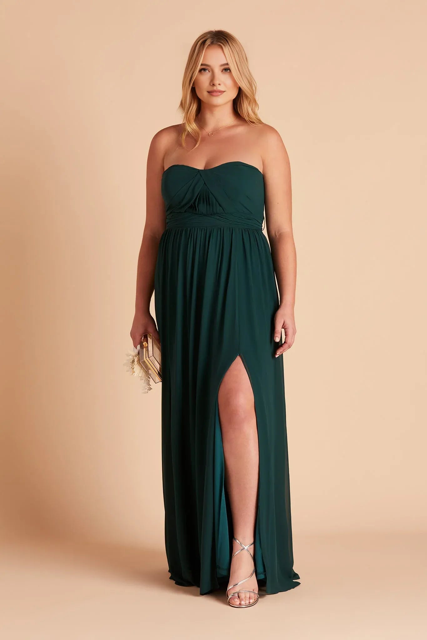 Flowy A-Line Sweetheart Sleeveless Chiffon Pleated Maxi Bridesmaid Dress