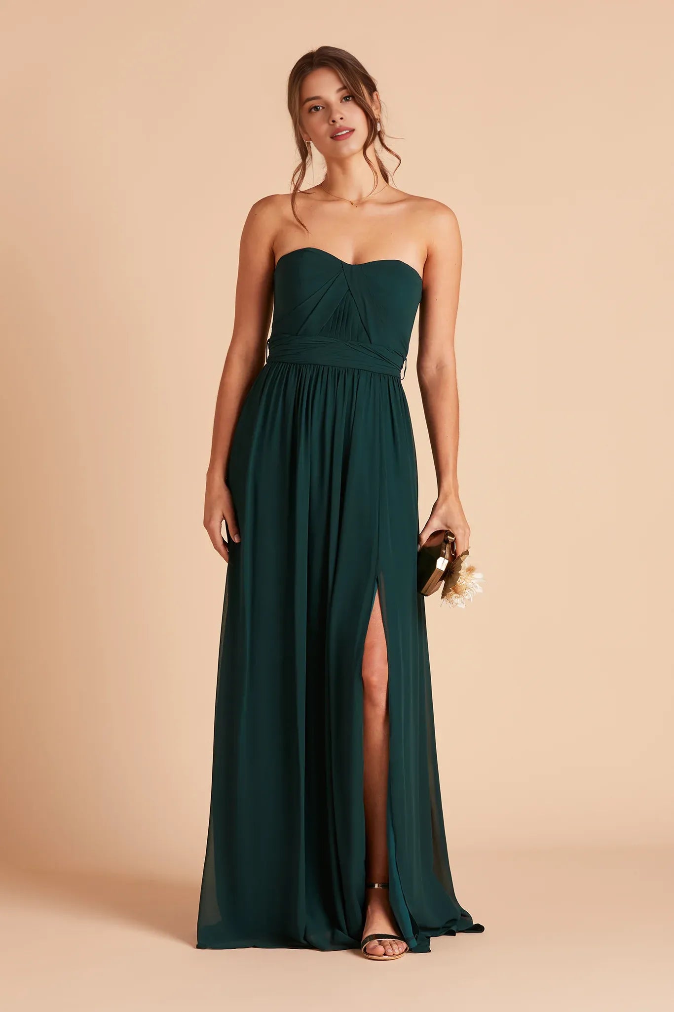 Flowy A-Line Sweetheart Sleeveless Chiffon Pleated Maxi Bridesmaid Dress