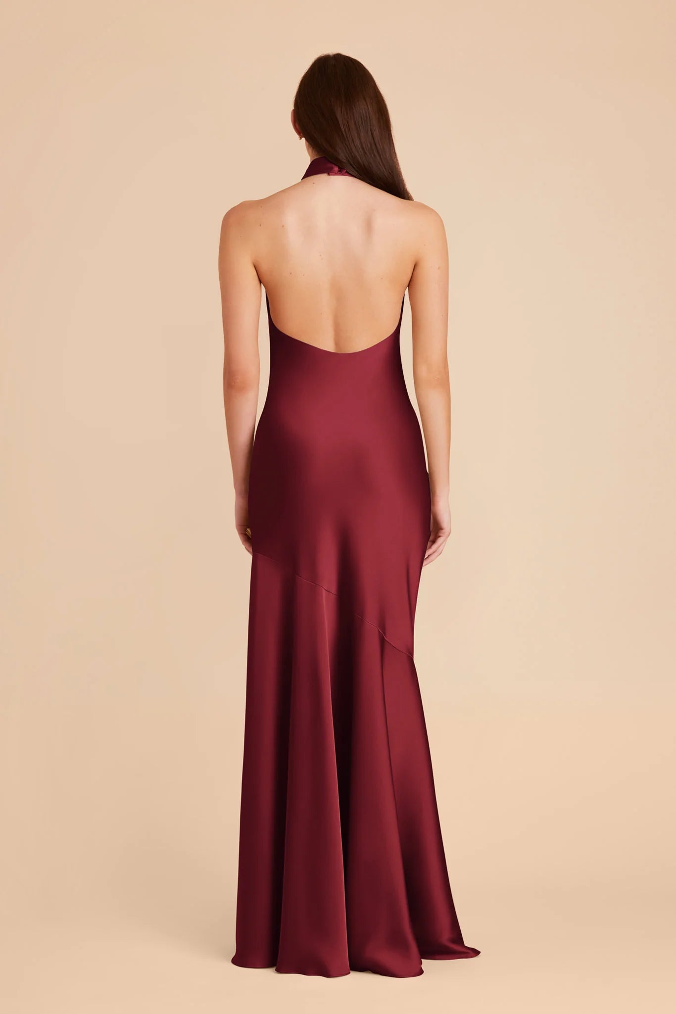 Glamorous Mermaid Satin Halter Neck Sleeveless Open Back Floor Length Bridesmaid Dresses