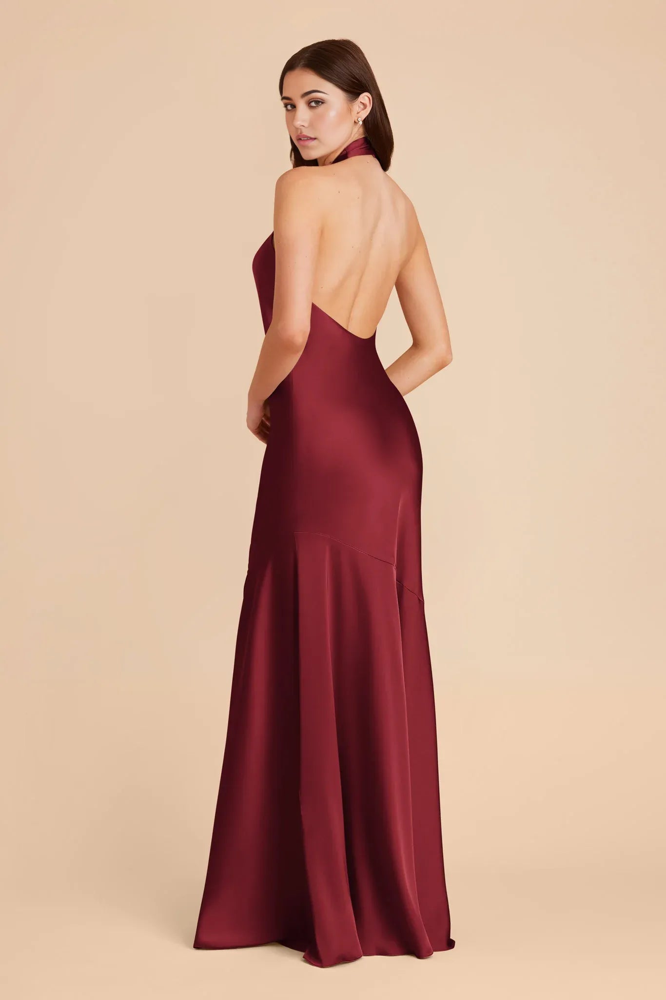 Glamorous Mermaid Satin Halter Neck Sleeveless Open Back Floor Length Bridesmaid Dresses