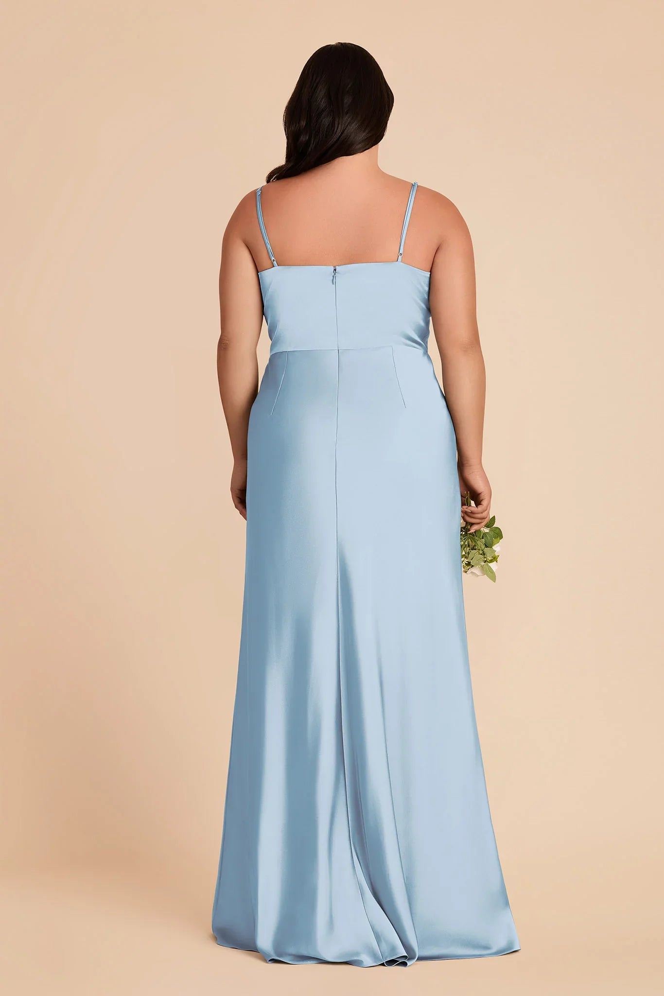 Glamorous A-Line Sky Blue Sleeveless Satin Ruffled Floor-Length Bridesmaid Dress