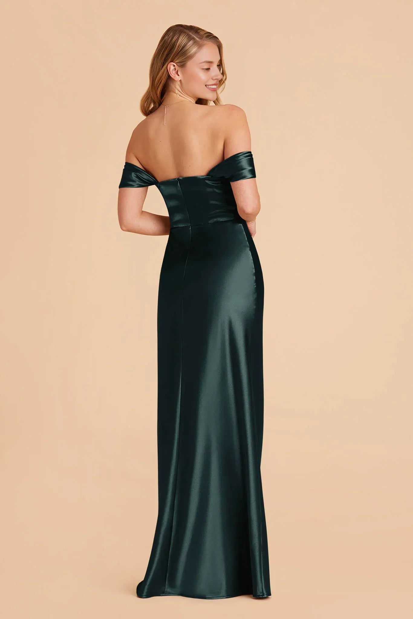 Glamorous Sheath/Column Off-The-Shoulder Sleeveless Satin Pleated Maxi Bridesmaid Dress