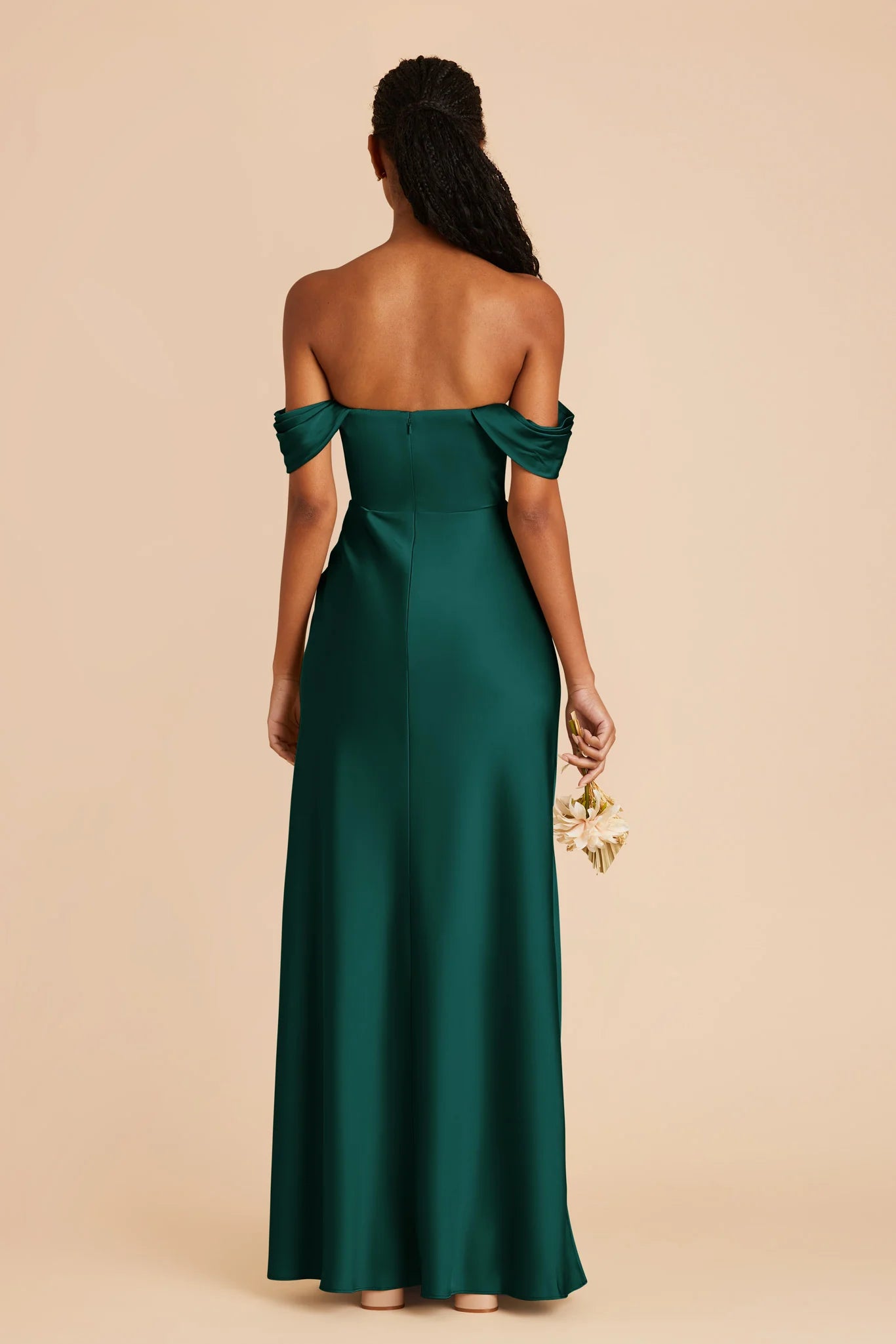 Glamorous A-Line Off the Shoulder Sleeveless Satin Pleated Maxi Bridesmaid Dress