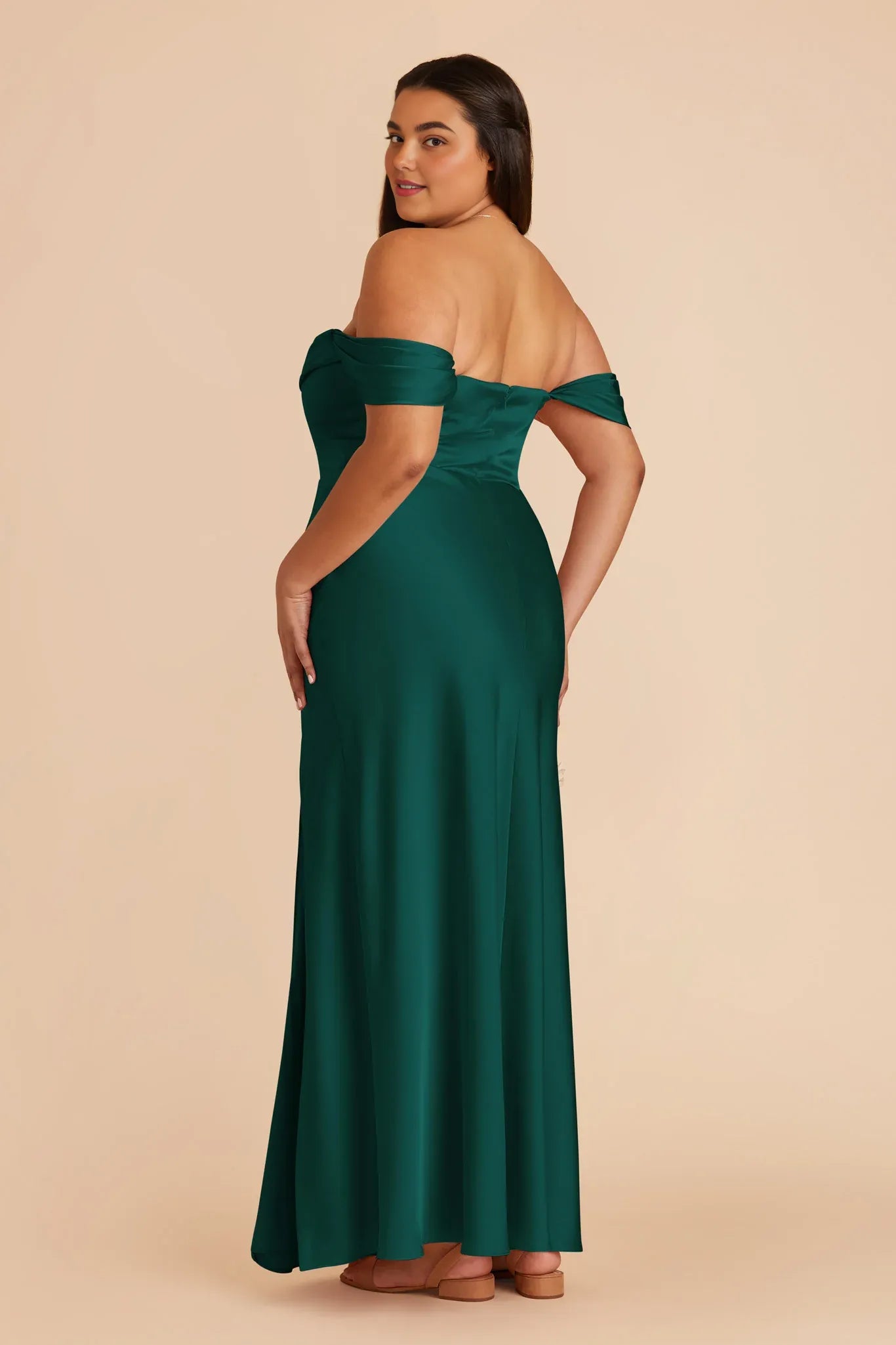 Glamorous A-Line Off the Shoulder Sleeveless Satin Pleated Maxi Bridesmaid Dress